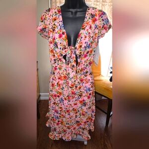 BCBGeneration, pink floral dress, sz 14
